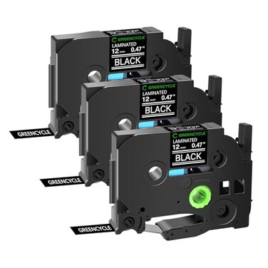 greencycle 3 Pack TZe-335 Black Label Tape Compatible for Brother P-Touch Label Maker
