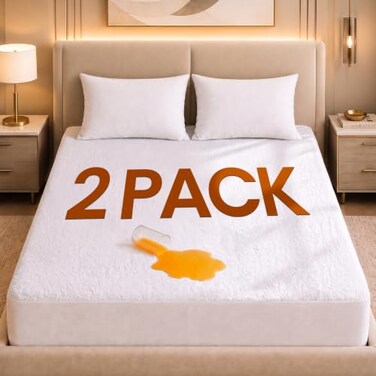 Utopia Bedding Waterproof Queen Size Mattress Protector 2 Pack fits Upto 17" Deep Pocket