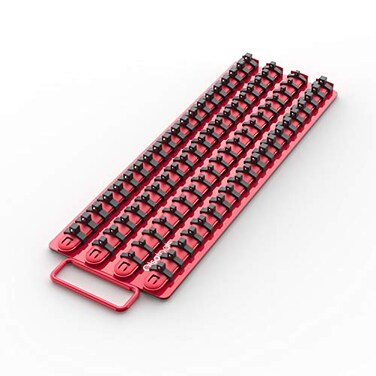 Olsa Tools 80-Slot Portable Socket Organizer Tray With Handle Red/Black
