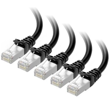 Cable Matters 10Gbps 5-Pack Snagless Shielded Cat 6A Cable, 10ft, Black