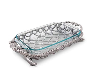 Arthur Court 3 Quart Casserole Pyrex Holder Fish Net Pattern - 3.5" x 11" x 19