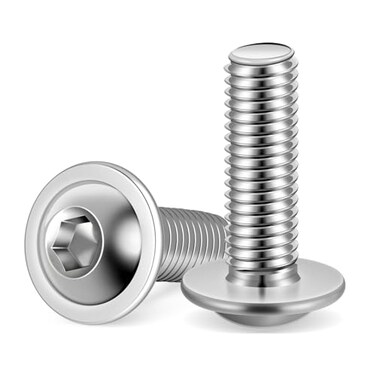 MewuDecor M6-1.0 x 25mm Flanged Button Head Socket Cap Screws, Stainless Steel 18-8 ,304, Bright Finish, Full Thread, Allen Socket Drive, 25 PCS