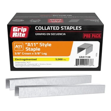Grip-Rite GRA1138 Hammer Tacker 3/8-Inch by 18 Gauge 3/8-Inch Crown Galvanized Staple ,5,000 per Box