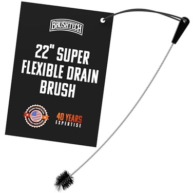 Brushtech Super Flexible Drain Cleaning Brush - Black, Long Pipe Cleaner