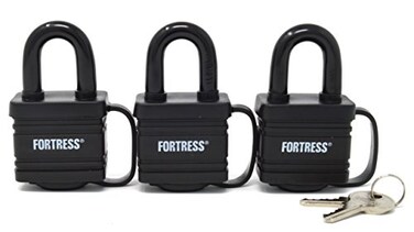 Master Lock 1804TRI 1-9/16" Covered Laminated Weatherproof Padlock For Water Resistance; 3 Pack