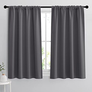 RYB HOME Grey Blackout Curtains for Kitchen Bedroom Bathroom Window