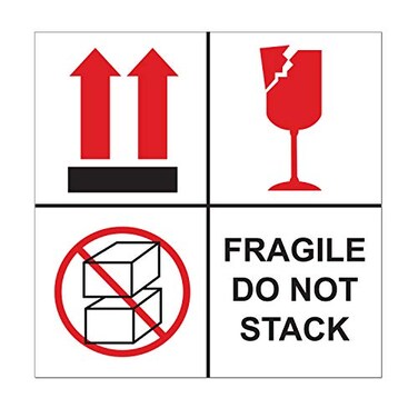 TUCO DEALS Fragile Do Not Stack Labels, 4 x 4 inch, 1200 Count