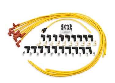 ACCEL 4041 Spark Plug Wire Set - 8mm - Yellow with Orange 90 Degree Boots