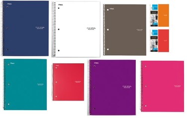 Mead 06206 Wirebound Notebook, College Rule, 11 x 8 1/2, 100 Sheets, Assorted