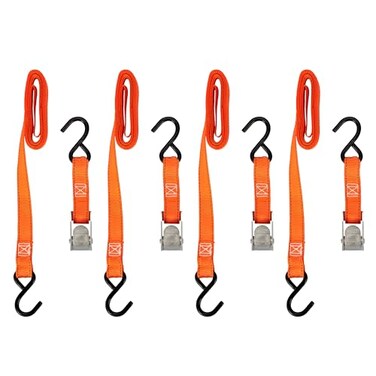 KEEPER Hampton PROD 1x 10' Cam Buckle Tie-Down, 4 Pack - 300 lbs. Working Load Limit and 900 lbs. Break Strength