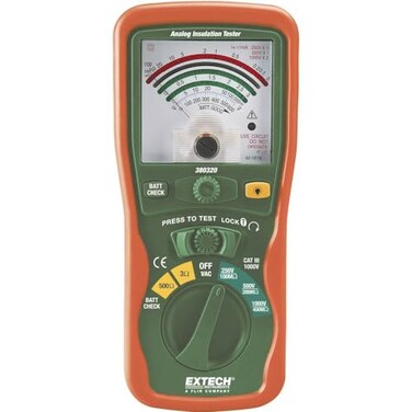 Extech 380320 Analog Insulation Tester, Megohmmeter, 250/500/1000V