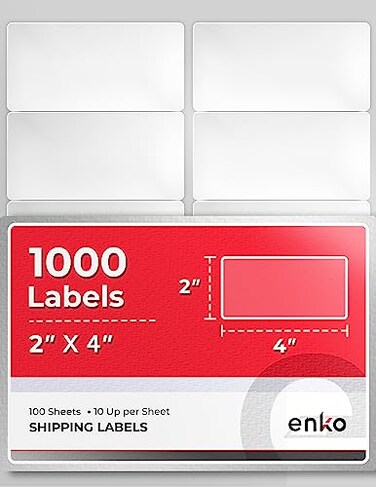 enKo 2 x 4 in 1000 Address, Mailing and Business Sticker Labels