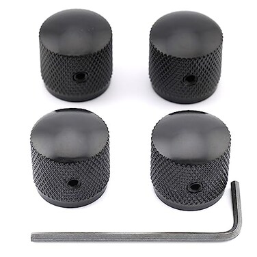 Musiclily Basic Coarse 18 Splines Knurled Dome Control Knobs Black 4Pcs