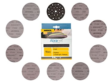 Mirka Abranet 6 Inch Assortment Mesh Sanding Discs, Hook and Loop, 10 Pack