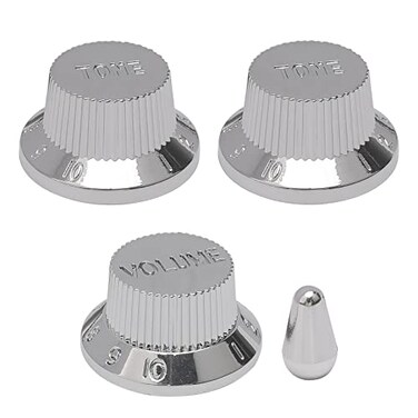 JIUWU 3 Pcs Chrome Guitar Volume Tone Control Knobs