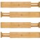 MEKBOK 4-pack Bamboo Kitchen Drawer Divider, Adjustable Drawer Storage, Spring loaded, Suitable for kitchens, Dressing tables, Bathrooms, bedrooms, Drawers, Desks