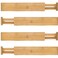 MEKBOK 4-pack Bamboo Kitchen Drawer Divider, Adjustable Drawer Storage, Spring loaded, Suitable for kitchens, Dressing tables, Bathrooms, bedrooms, Drawers, Desks