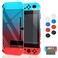 MENEEA Case Compatible with Nintendo Switch, Fit The Dock Station, Protective Accessories Cover Compatible with Joy Con Controller and Console Dockable with a Tempered Glass Screen Protector, BlueRed