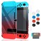 MENEEA Case Compatible with Nintendo Switch, Fit The Dock Station, Protective Accessories Cover Compatible with Joy Con Controller and Console Dockable with a Tempered Glass Screen Protector, BlueRed