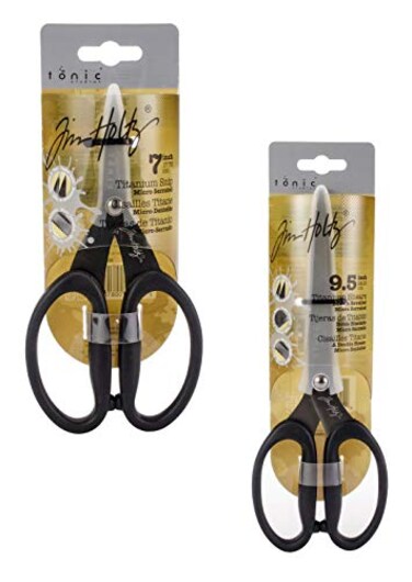 Ranger Tim Holtz Micro-Serrated Titanium ShearsSnips Scissor Set, 9.5 Double Beveled Titanium Shears7.5 Titanium Snips
