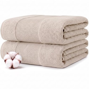 Modern Threads Air Cloud 2 Pack Bath Sheets&ldquo; Oversized 35 x 66 Bath Towels&ldquo; 100% Cotton, 500 GSM Zero-Twist, Soft, AbsorbentQuick Dry ,Sand