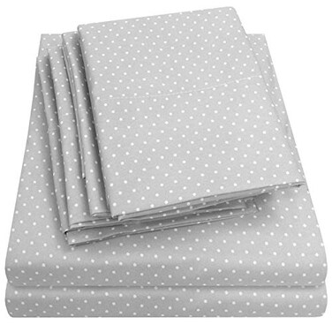 Sweet Home King Size Bed Sheets - 6 Piece 1500 Supreme Collection Fine Brushed Microfiber Deep Pocket King Sheet Set Bedding - 2 Extra Pillow Cases, Great Value, King, Dot Gray