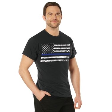 Rothco Thin Blue Line T-Shirt ,US, Alpha, X-Large, Regular, Regular, Black