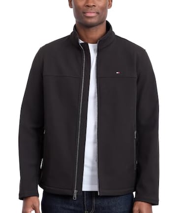 Tommy Hilfiger Mens Active Soft Shell Windbreaker Jacket, Black, Medium US