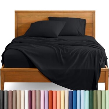Bare Home Queen Sheet Set - 1800 Ultra-Soft ,Queen, Black