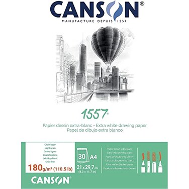 CANSON 1557 Extra White 180gsm A4 Drawing Paper 30 Sheets