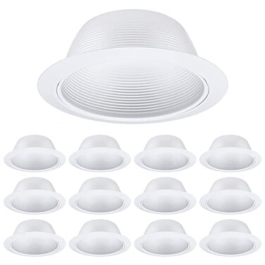 TORCHSTAR 12-Pack 6 Inch Recessed Light Trim, Step Baffle, White