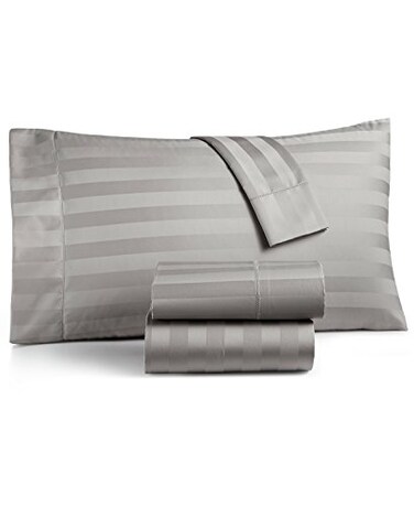 Charter Club Damask Stripe King 4-Pc Sheet Set, 550 Thread Count Pure Supima Cotton ,Smoke