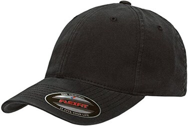 Flexfit Low-Profile Soft-Structured Garment Washed Cap ,Black, Large/X-Large