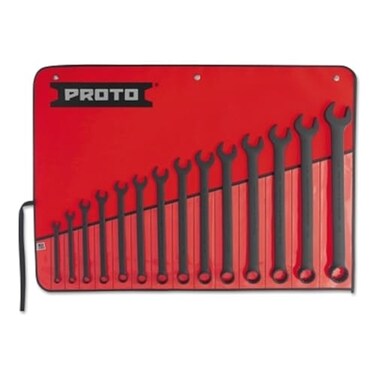 Proto Stanley J1200FBASD Combination Wrench Set, Black, 14-Piece, 12 Point