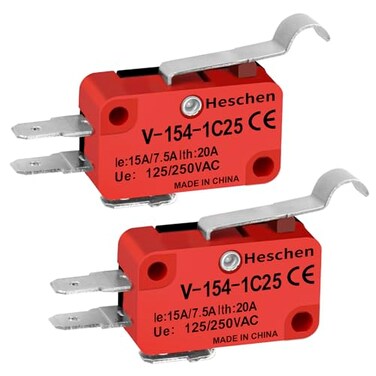Heschen 2 Pack Micro Switch 15A 125/250VAC Simulated Roller Lever