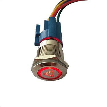 ESUPPORT 12V Car Emergency Hazard Warning Push Button Metal Toggle Switch