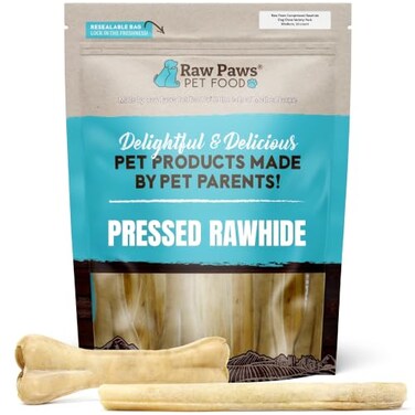 Raw Paws Compressed Rawhide Bones for Medium Dogs ,10 Pack- Chews