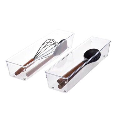iDesign Plastic Drawer Organizer, Set of 2, 4" x 16" x 3