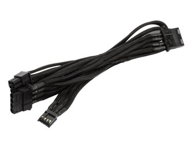 SilverStone Black Sleeved PSU Cable for Three 4-Pin MolexOne 4-Pin Floppy adapter PP06B-3PER10F