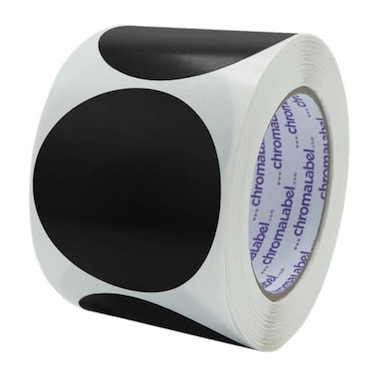 ChromaLabel 3 Inch Large Black Dot Stickers, Writable, 500/Roll
