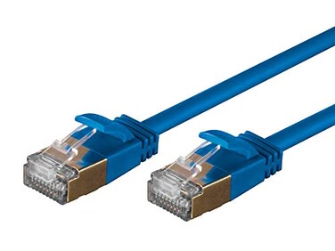 Monoprice Cat6A Ethernet Patch Cable - Snagless RJ45, Stranded, Double Shielded ,S/FTPPure Bare Copper Wire, 36AWG, 5 Feet, Blue - SlimRun Series