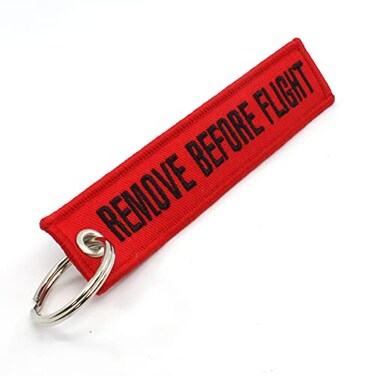 Rotary13B1 Remove Before Flight Key Chain - Red/Black
