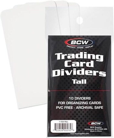 BCW Tall Trading Card Dividers for Storage Boxes, Write-On Tabs, 10 Count