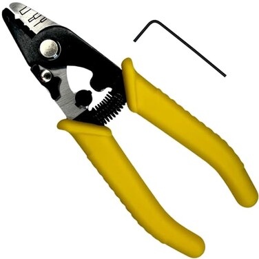 FiberShack - 3 Hole Fiber Stripper Tool with 6" TPR Handle - Fiber Optic Stripper includes 1.5mm Hex Key for Fine Adjustments
