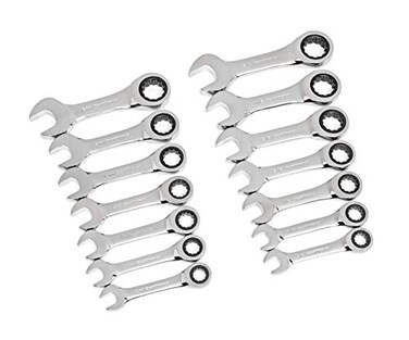 GEARWRENCH 14 Pc 72T Stubby Ratcheting SAE/mm Combination Wrench Set85206