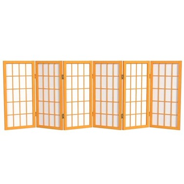 Red Lantern 2 ft. Short Desktop Window Pane Shoji Screen - Honey - 6 Panels