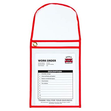 C-Line, CLI41924, Hanging Strap Shop Ticket Holder, 15 / Box, Red, Clear