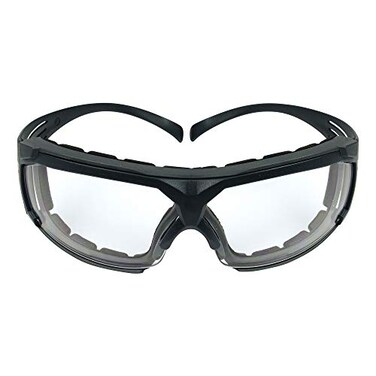 3M Safety Glasses, SecureFit 600, Clear Lens, Black Frame