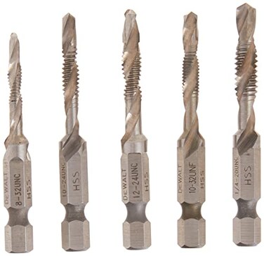 DEWALT Drill Tap Set, Impact Ready, 1/4-Inch, 5-Piece ,DWADTQTR5SET