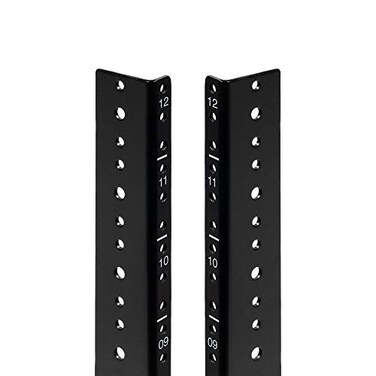 NavePoint 12U Vertical Rack Rail Pair DIY Kit with Hardware, Black